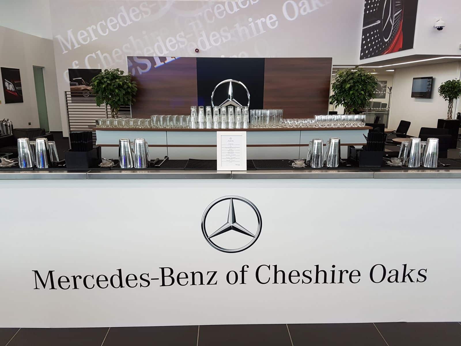 A branded mobile cocktail bar for a Mercedes Benz Dealership launch